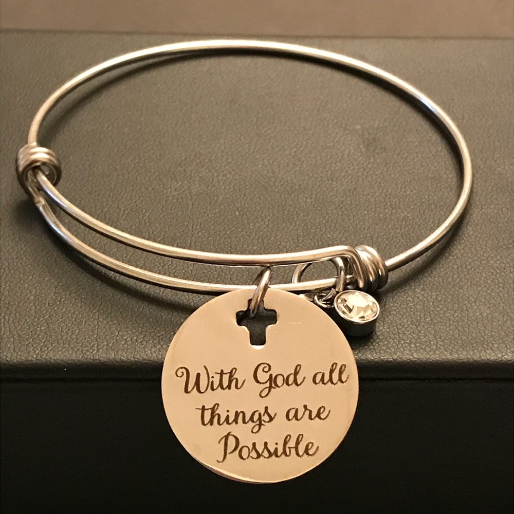 Inspirational Charm Bangle Bracelet